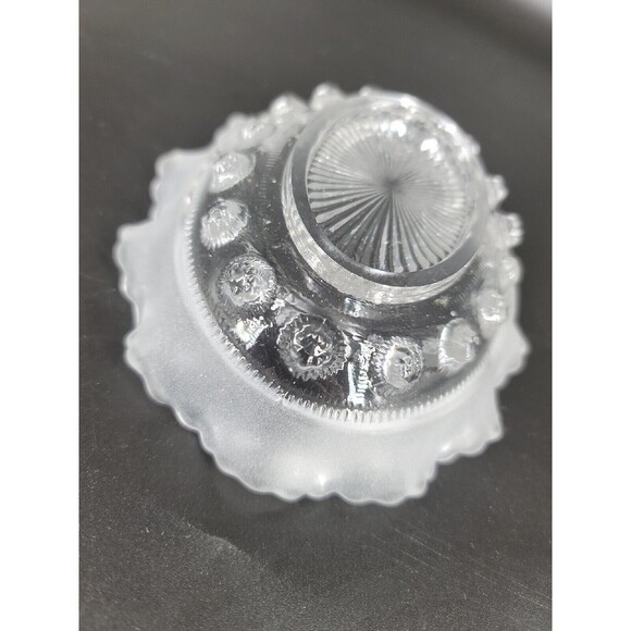 Vintage 1930's Davidson Dish Blackberry Prunt Clear Frosted Ruffled Oval England - Picture 11 of 12